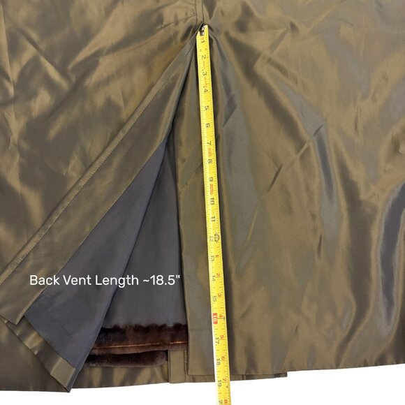 Custom Vintage Raincoat with Sheared Mink Lining Olive Green Full-Length - Picture 6 of 7